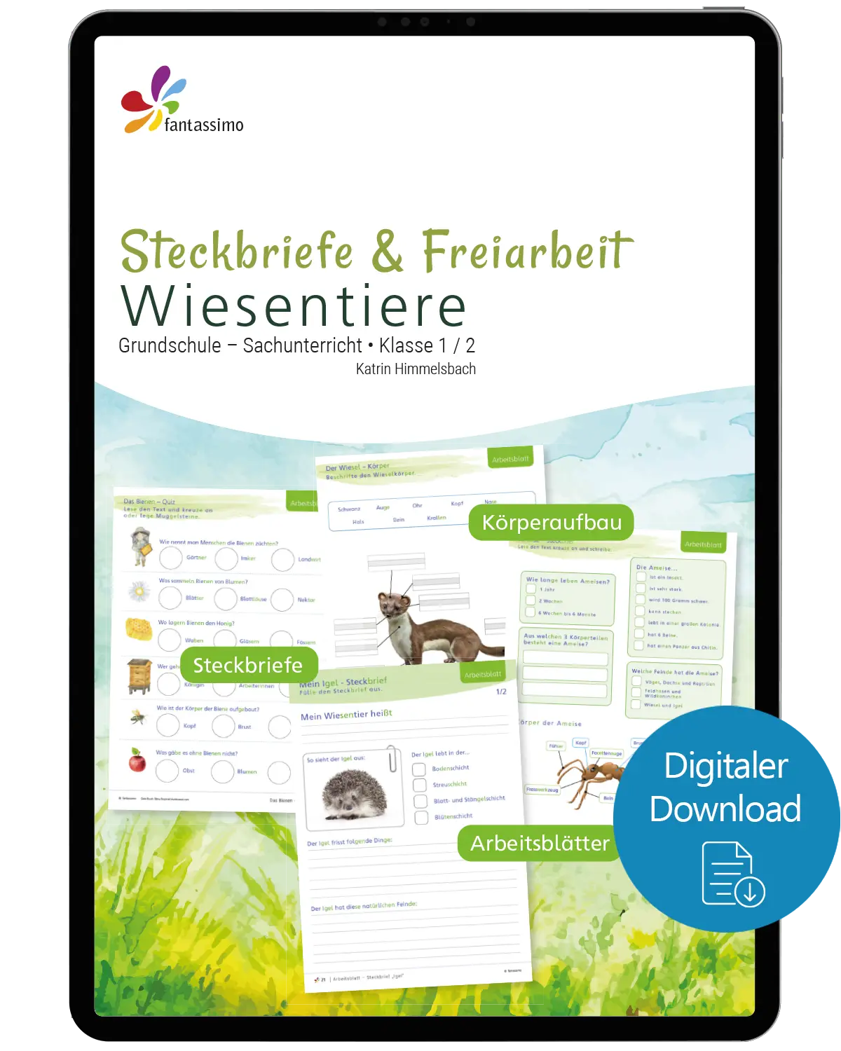 Wiesentiere - Steckbriefe und Freiarbeit Grundschule